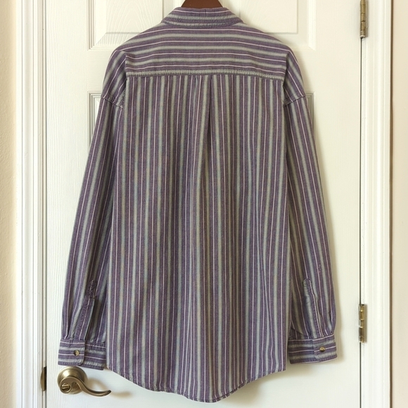 L.L. Bean 90's Vintage Classic Striped Long Sleeve Button Down Shirt Purple XXL - Picture 10 of 12
